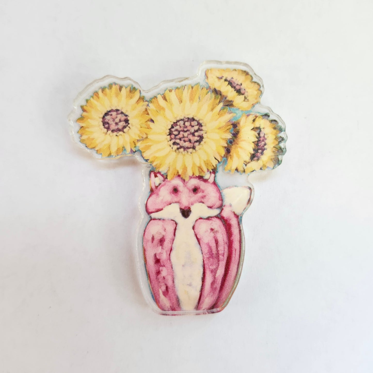 Magnet - Fox with sunflowers